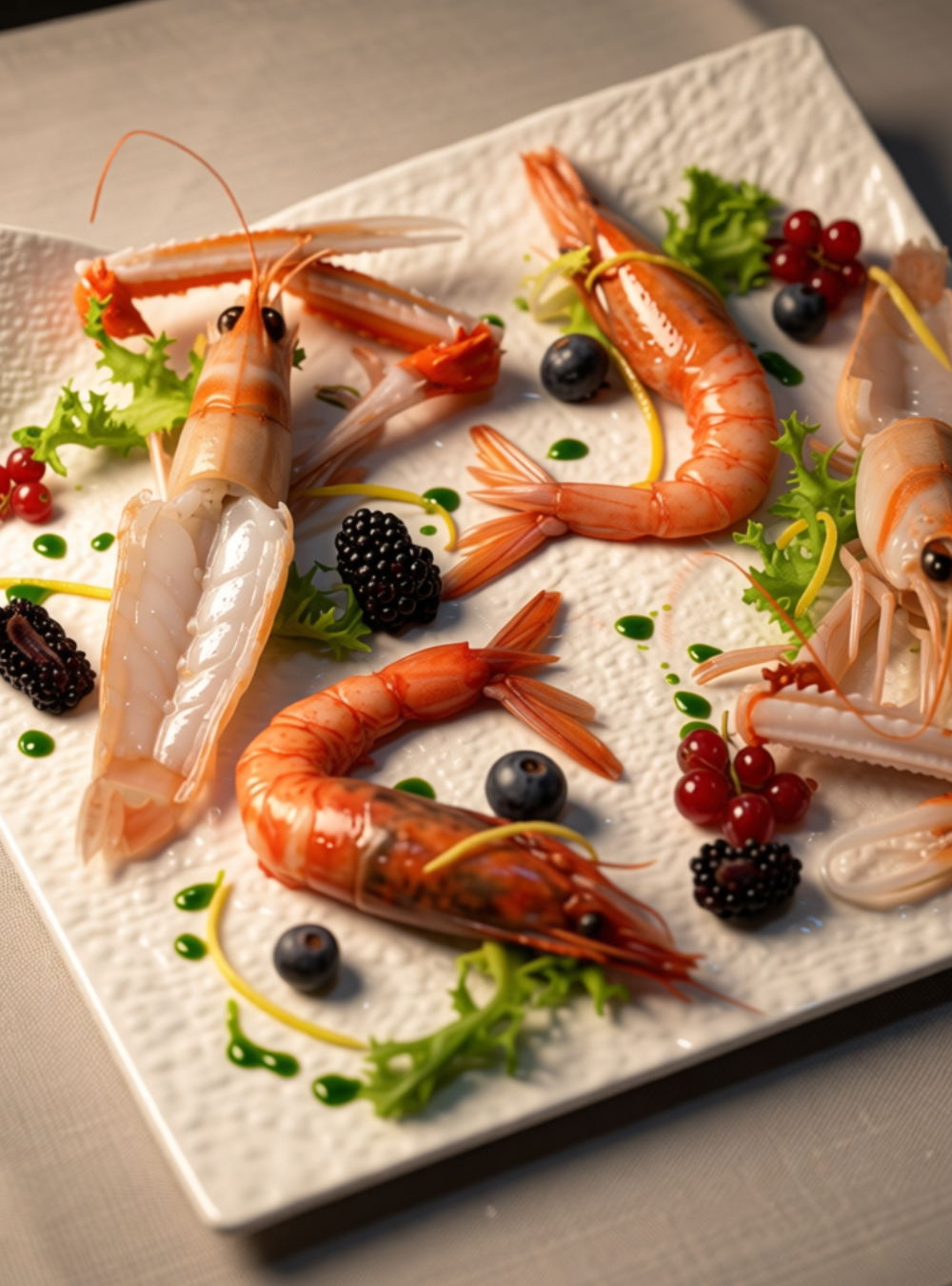 Scampi e gamberi crudo